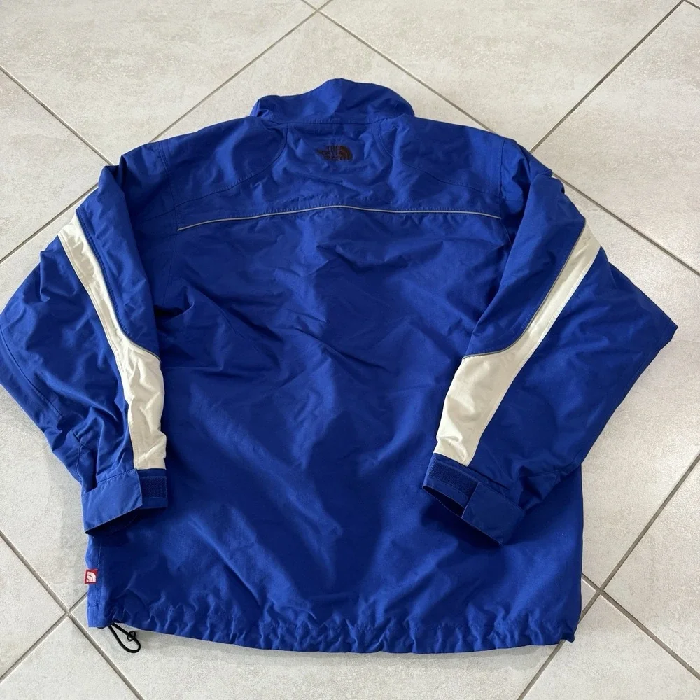 Vintage‎ North Face Jacket Mens L Blue White Hyvent Full Zip Outdoor Shell 90s